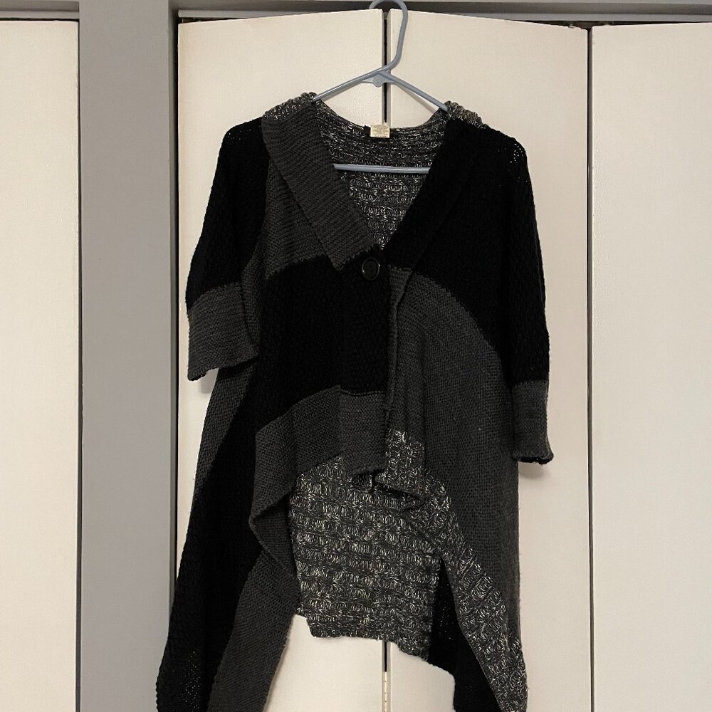 Grey & black cape sweater